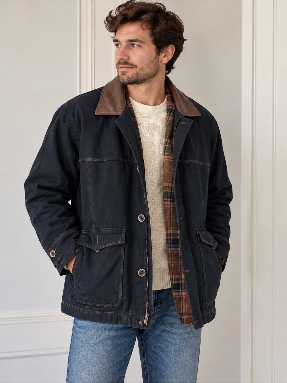 Vintage Pendleton Black Canvas Field Chore Coat Plaid Lined- VGUC Sz XXL